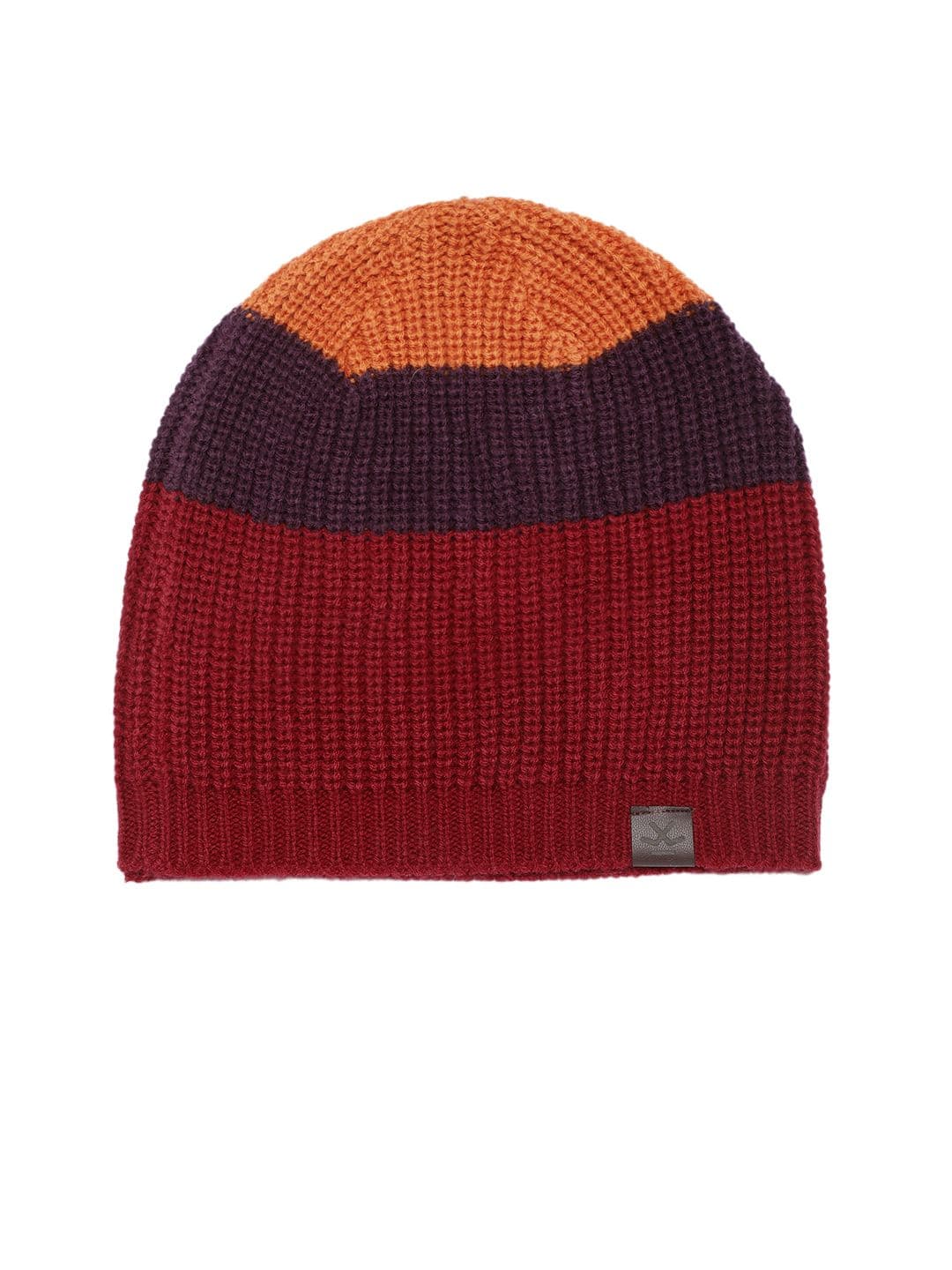 WROGN Unisex Red & Brown Colourblocked Beanie - view 1