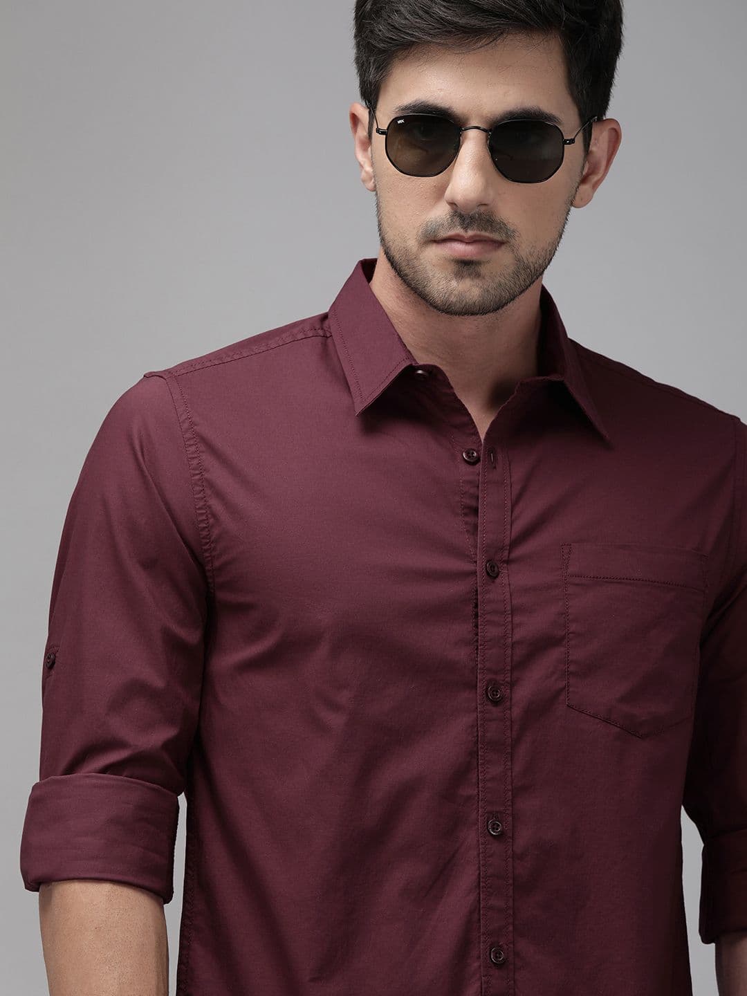 Roadster Men Burgundy Stretchable Casual Shirt - view 1
