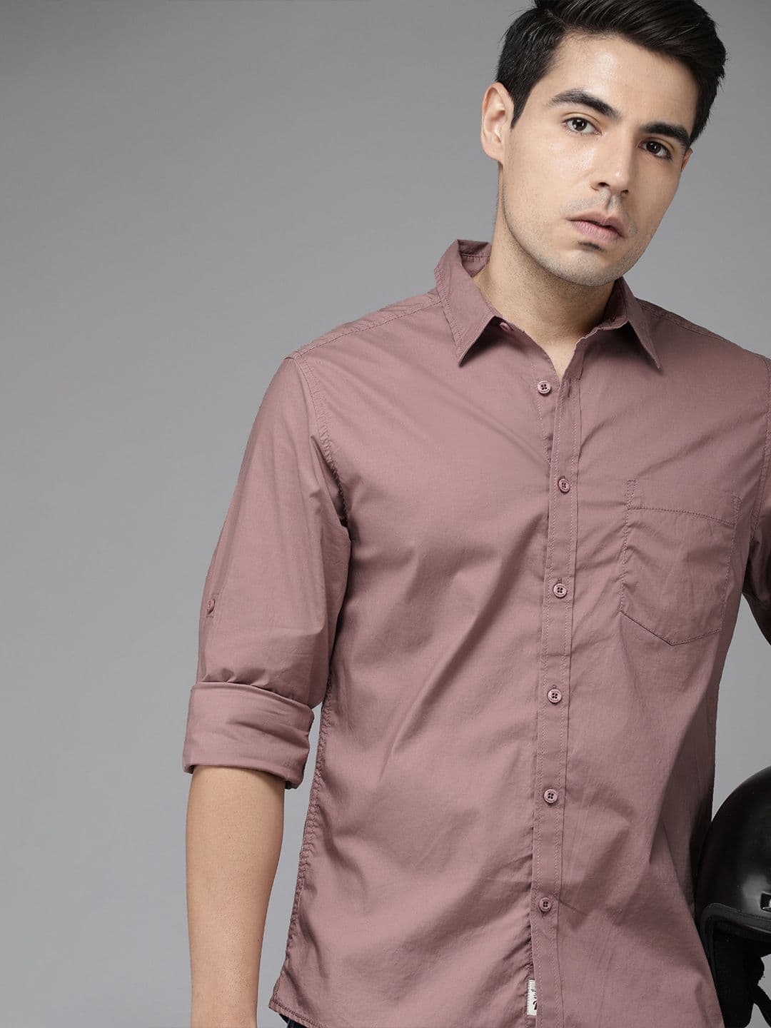 Roadster Men Peach-Coloured Regular Fit Solid Casual Shirt - view 1