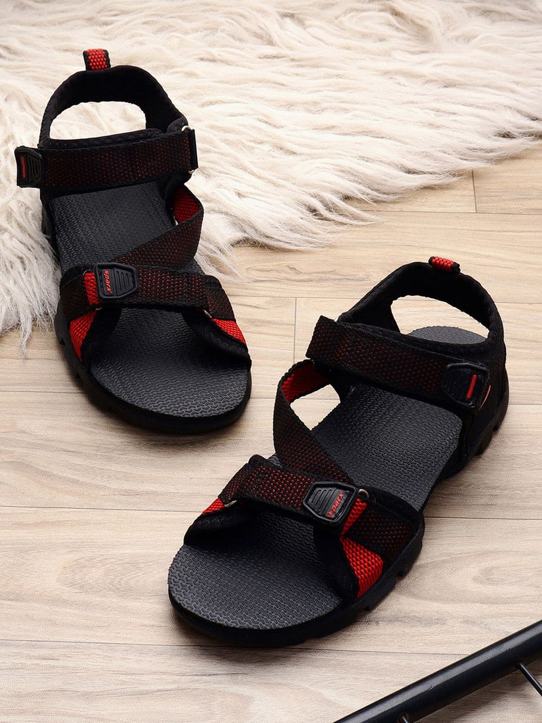 Sparx Men Black & Red Solid Sports Sandals - view 1
