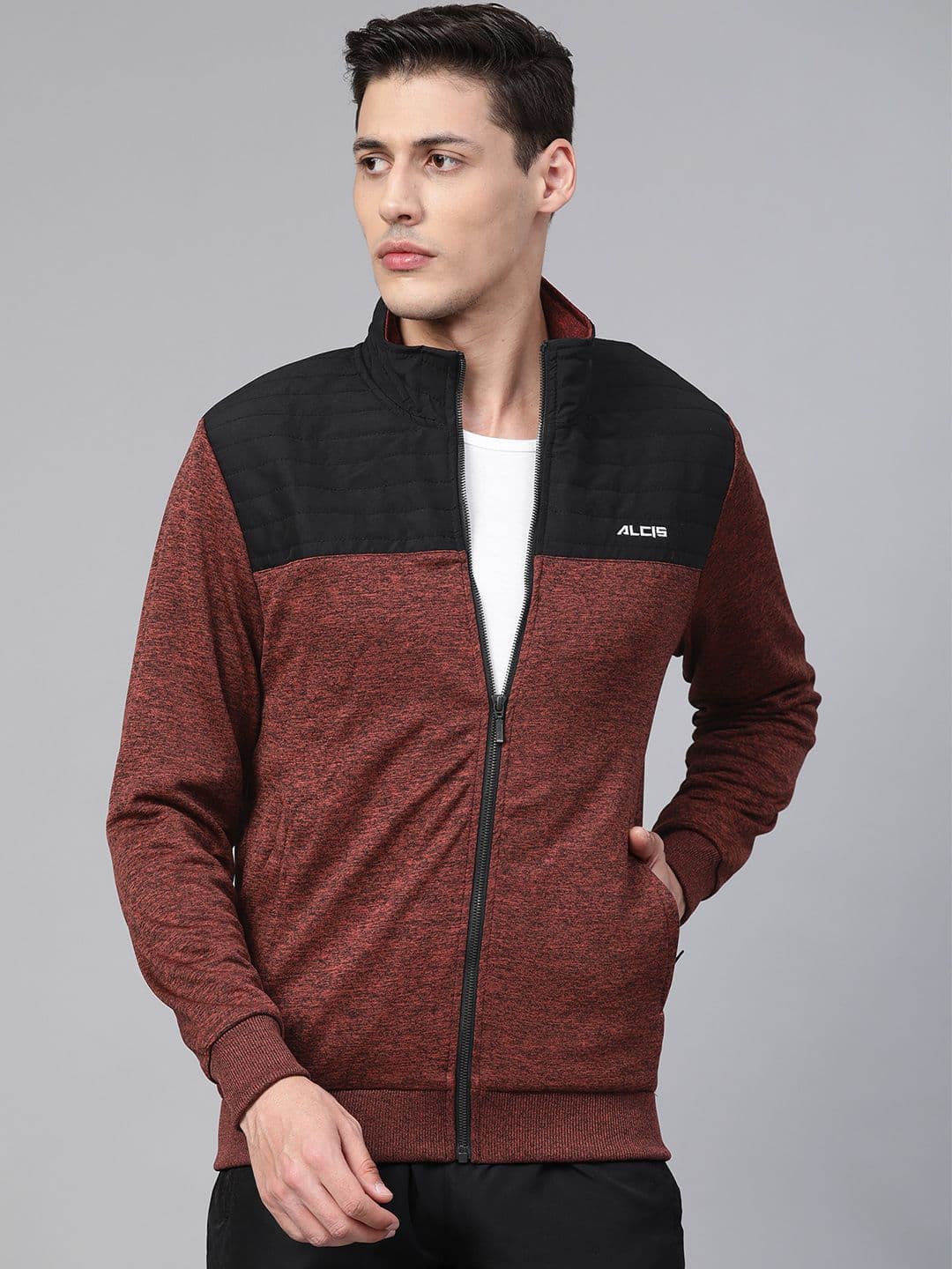 Alcis Men Rust Orange & Black Colourblocked Training Jacket - view 1