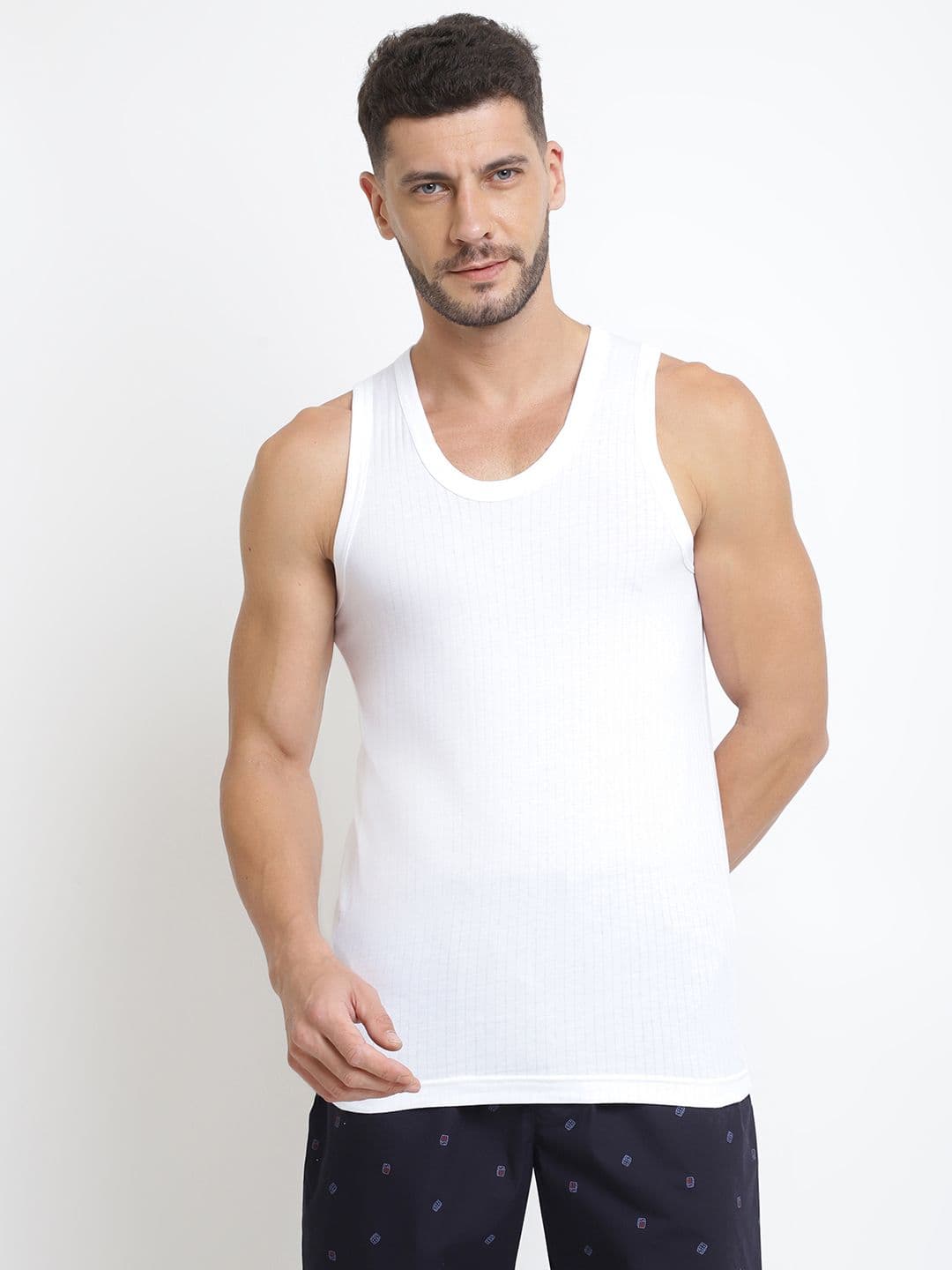 Van Heusen Innerwear Men White Solid Ultra Soft Wider Straps Vest - view 1