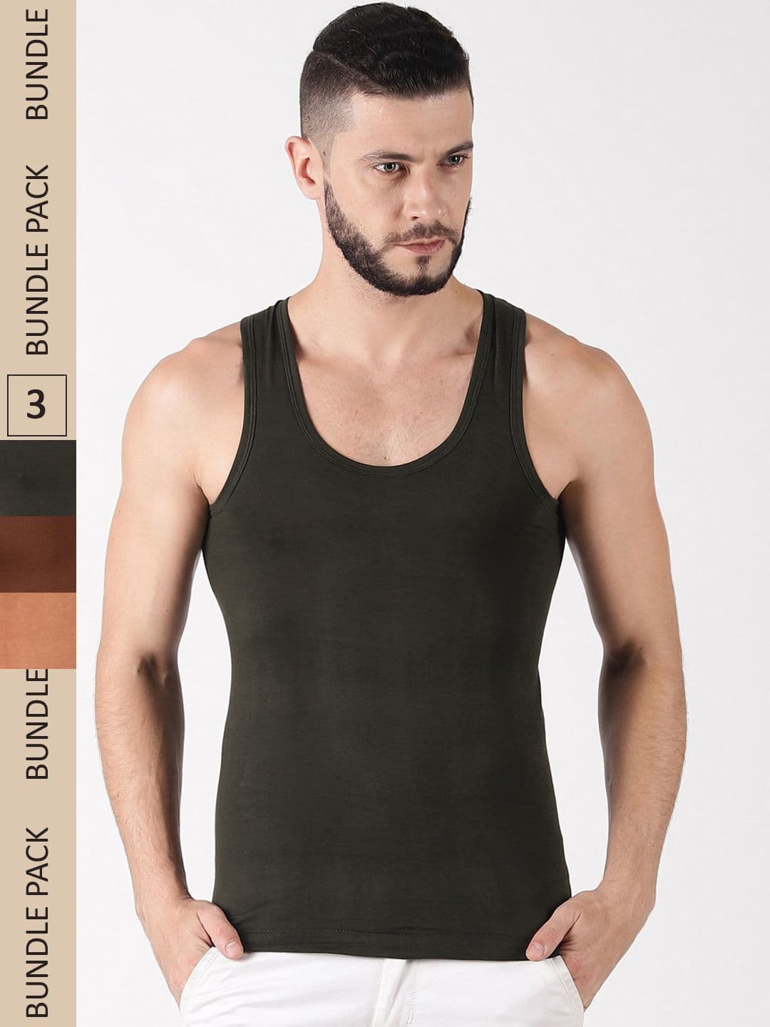 Dollar Lehar Men Combed Cotton Round Neck Vest -Pack of 3- Assorted - view 1