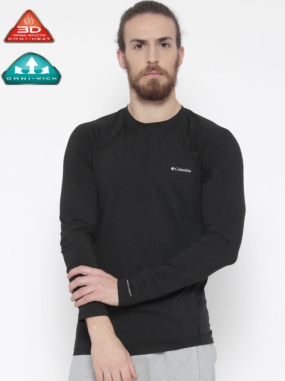 Columbia Men Black Midweight Stretch Solid Round Neck Outdoor T-shirt - view 1