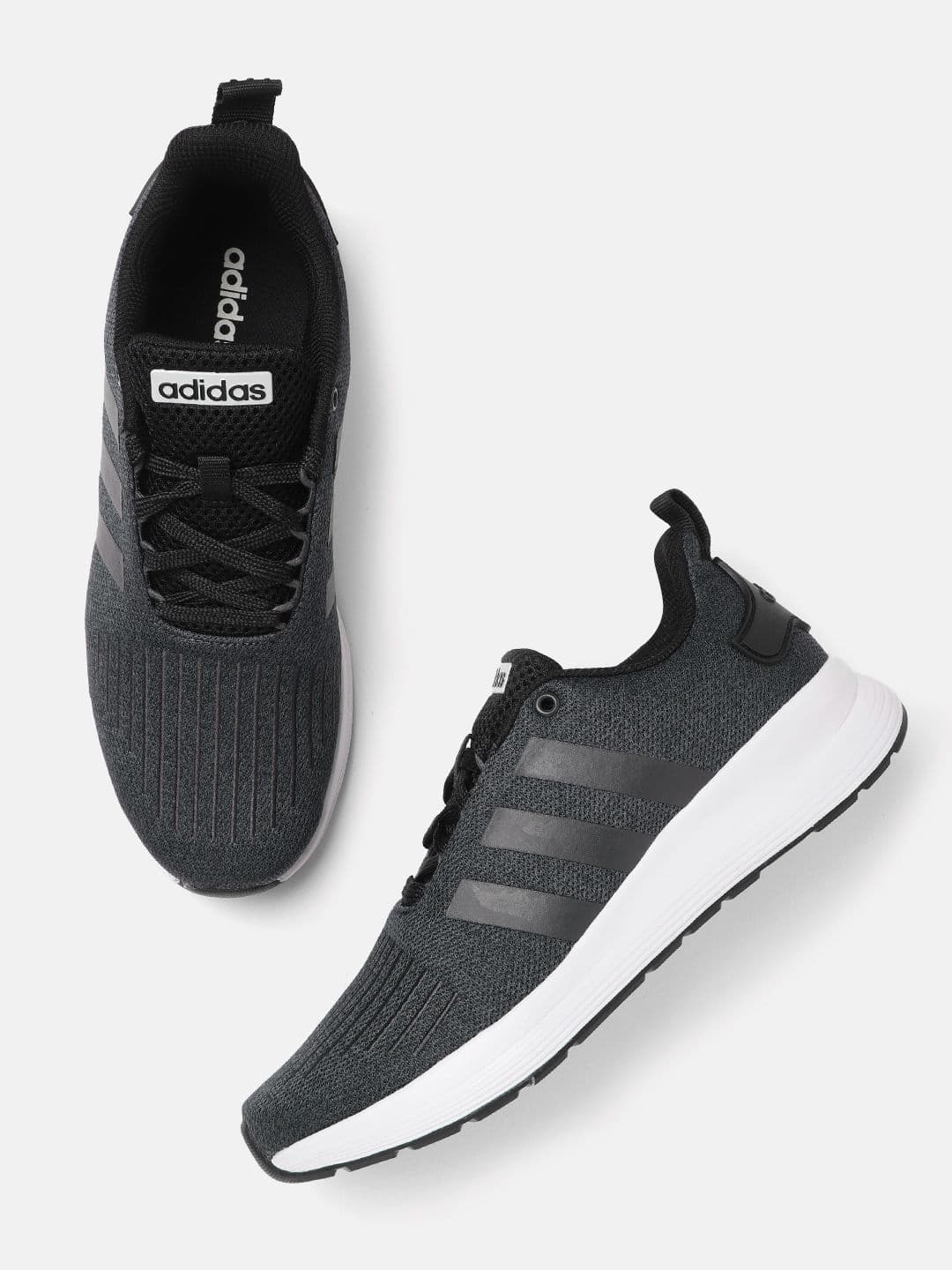 ADIDAS Men Charcoal Grey Woven Design Beamers Running Shoes - view 1