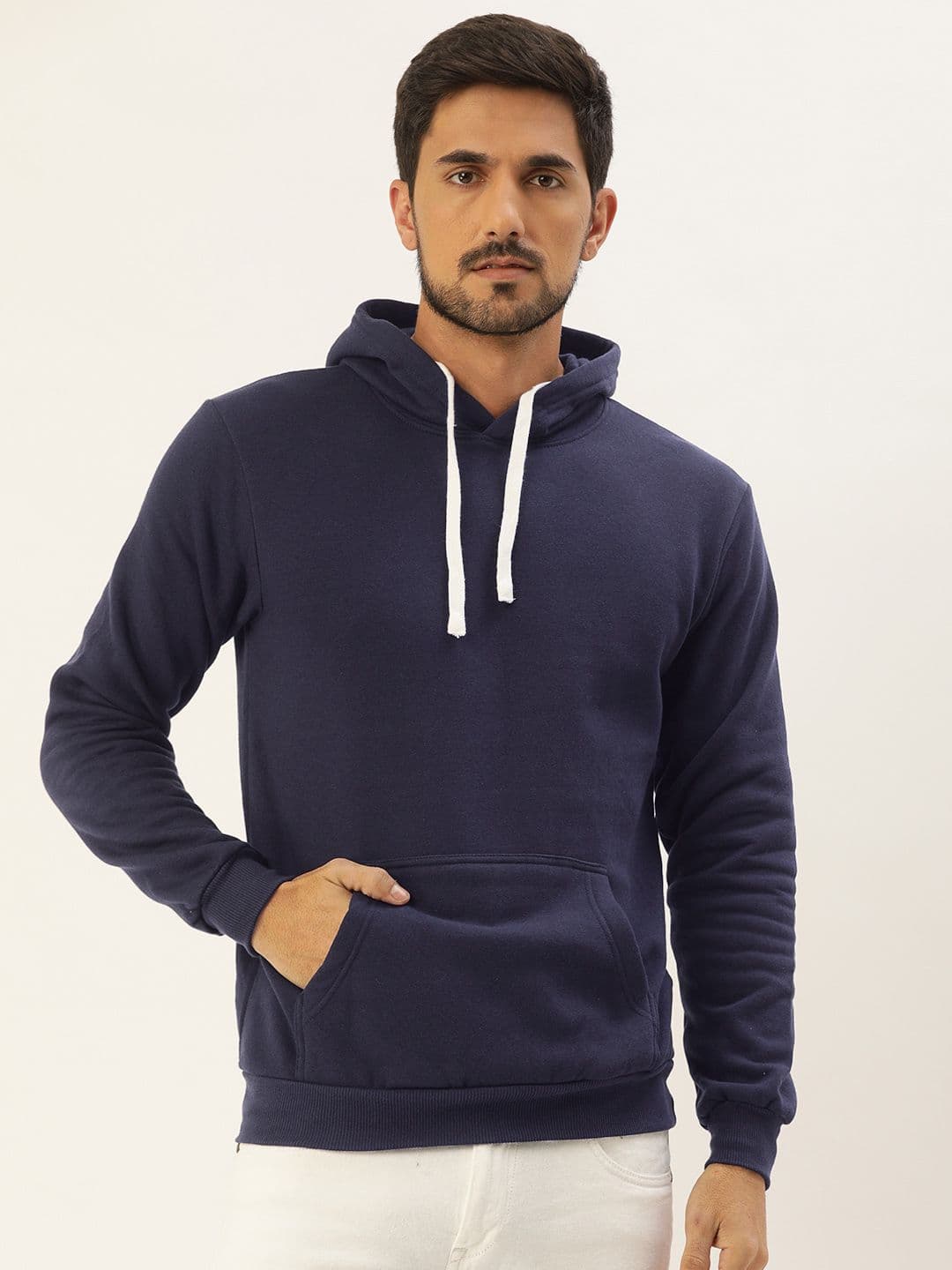 CAHOOT Men Navy Blue Solid Hooded Sweatshirt - view 1