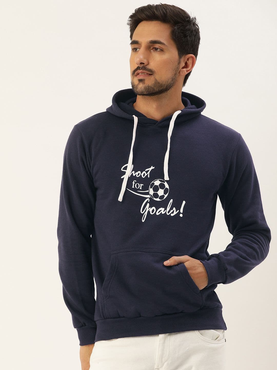 CAHOOT Men Navy Blue Printed Hooded Sweatshirt - view 1
