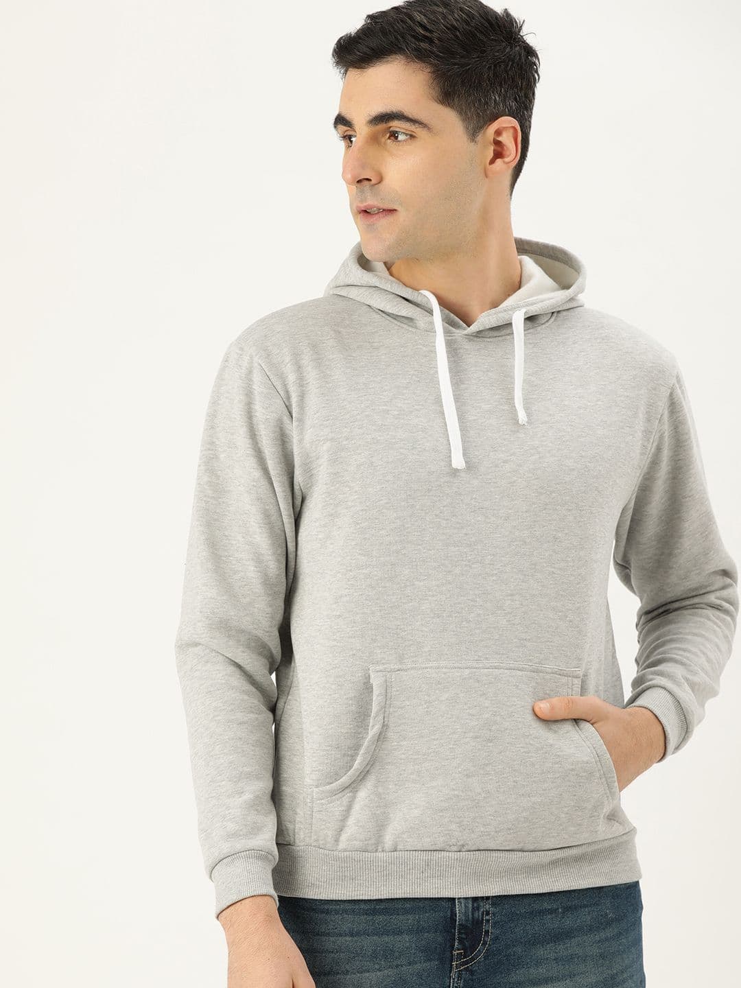 CAHOOT Men Grey Solid Hooded Pullover Sweatshirt - view 1