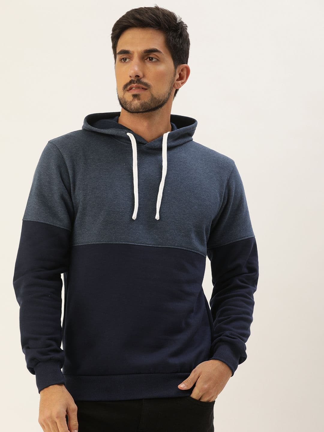 CAHOOT Men Blue Colourblocked Hooded Pullover Sweatshirt - view 1