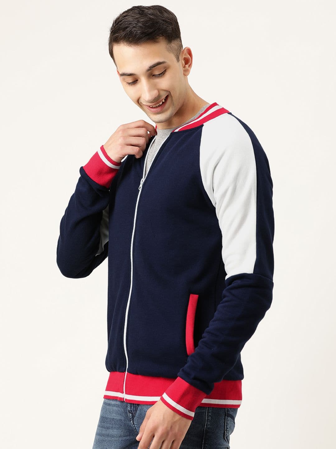 CAHOOT Men Navy Blue Solid Bomber Jacket - view 1