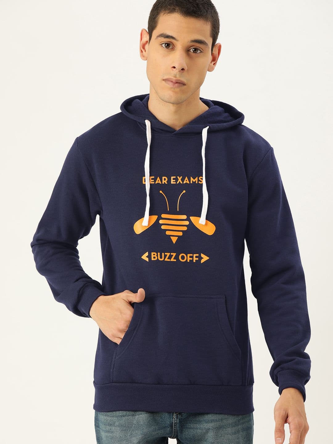 CAHOOT Men Navy Blue Printed Hooded Bio Wash Sweatshirt - view 1