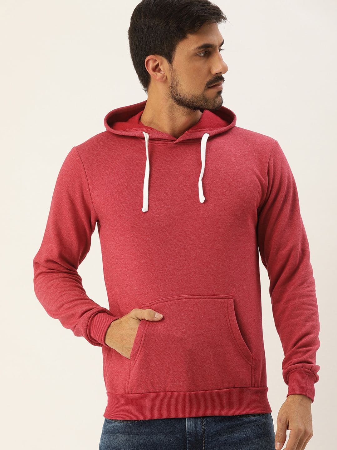 CAHOOT Men Red Solid Hooded Pullover Sweatshirt - view 1