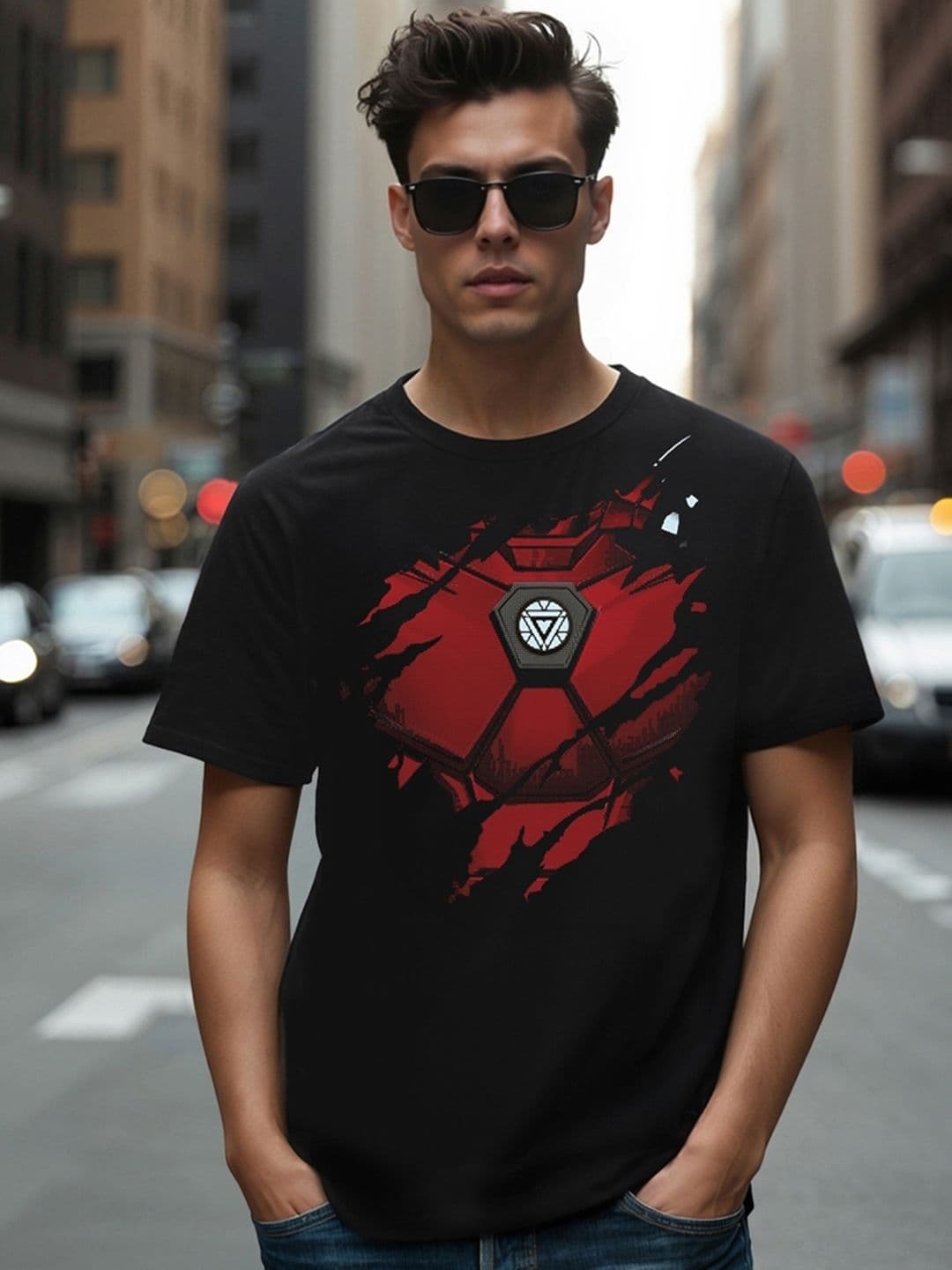 Bewakoof Official Marvel Merchandise Iron Man Of War Graphic Pure Cotton Printed T-Shirt - view 1