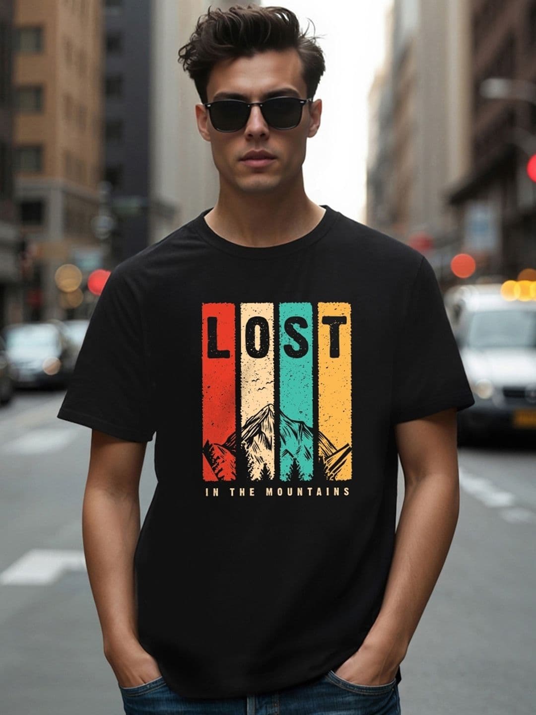 Bewakoof Men Black Printed Round Neck Pure Cotton T-shirt - view 1
