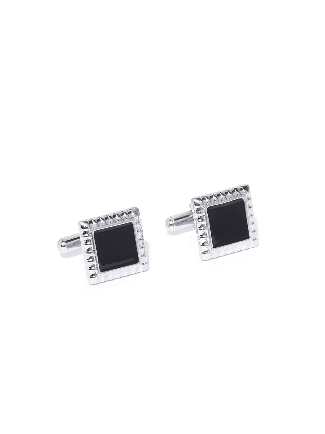 YouBella Black Silver-Plated Square Cufflinks - view 1