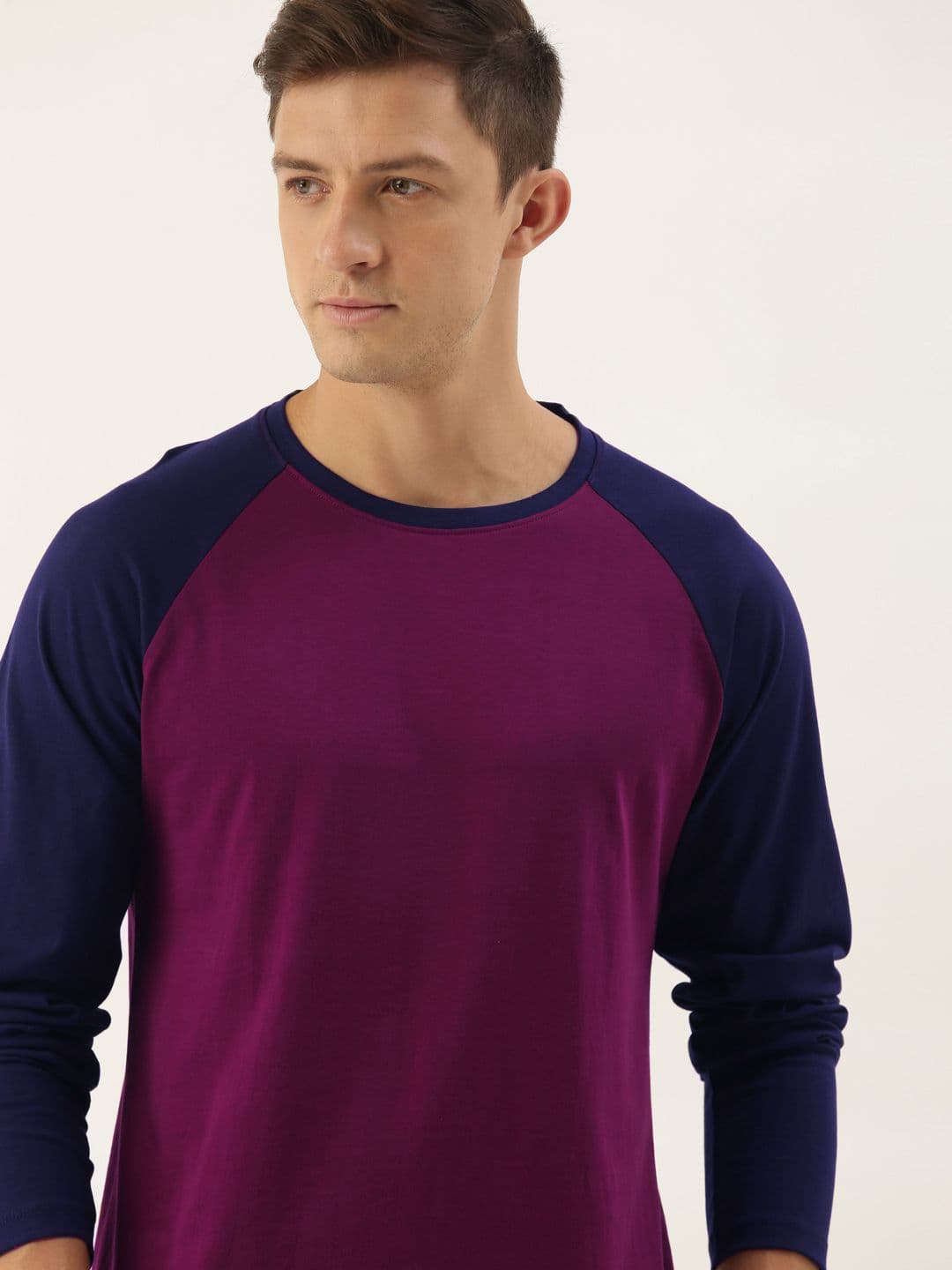 INVICTUS Men Maroon Raglan Sleeves Pure Cotton T-shirt - view 1