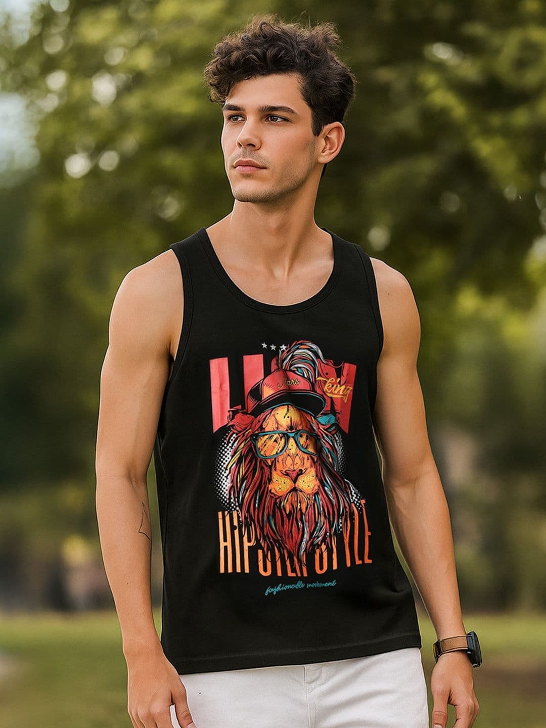 VEIRDO Men Black Printed Round Neck Pure Cotton T-shirt - view 1