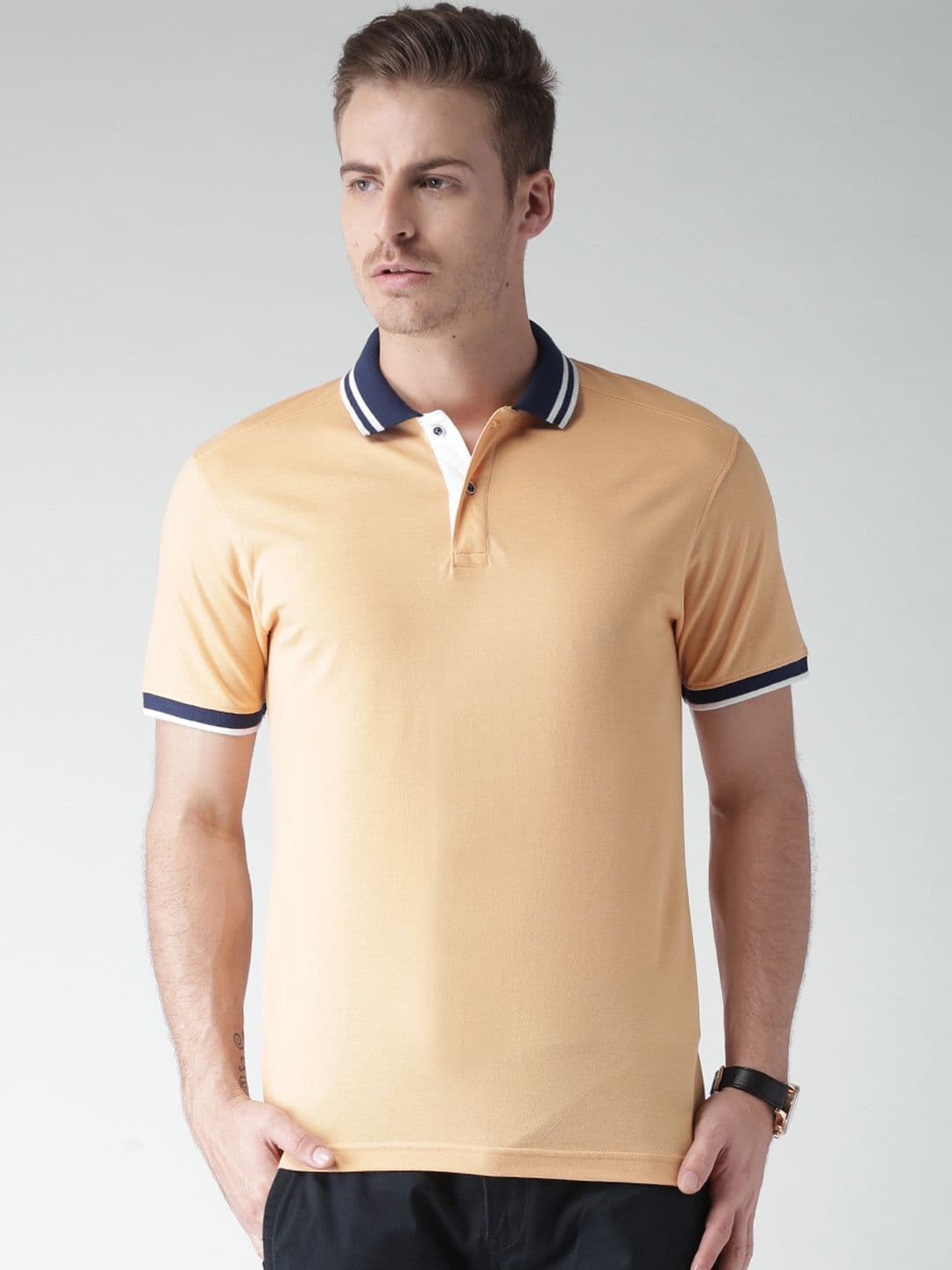 INVICTUS Peach-Coloured Polo T-shirt - view 1
