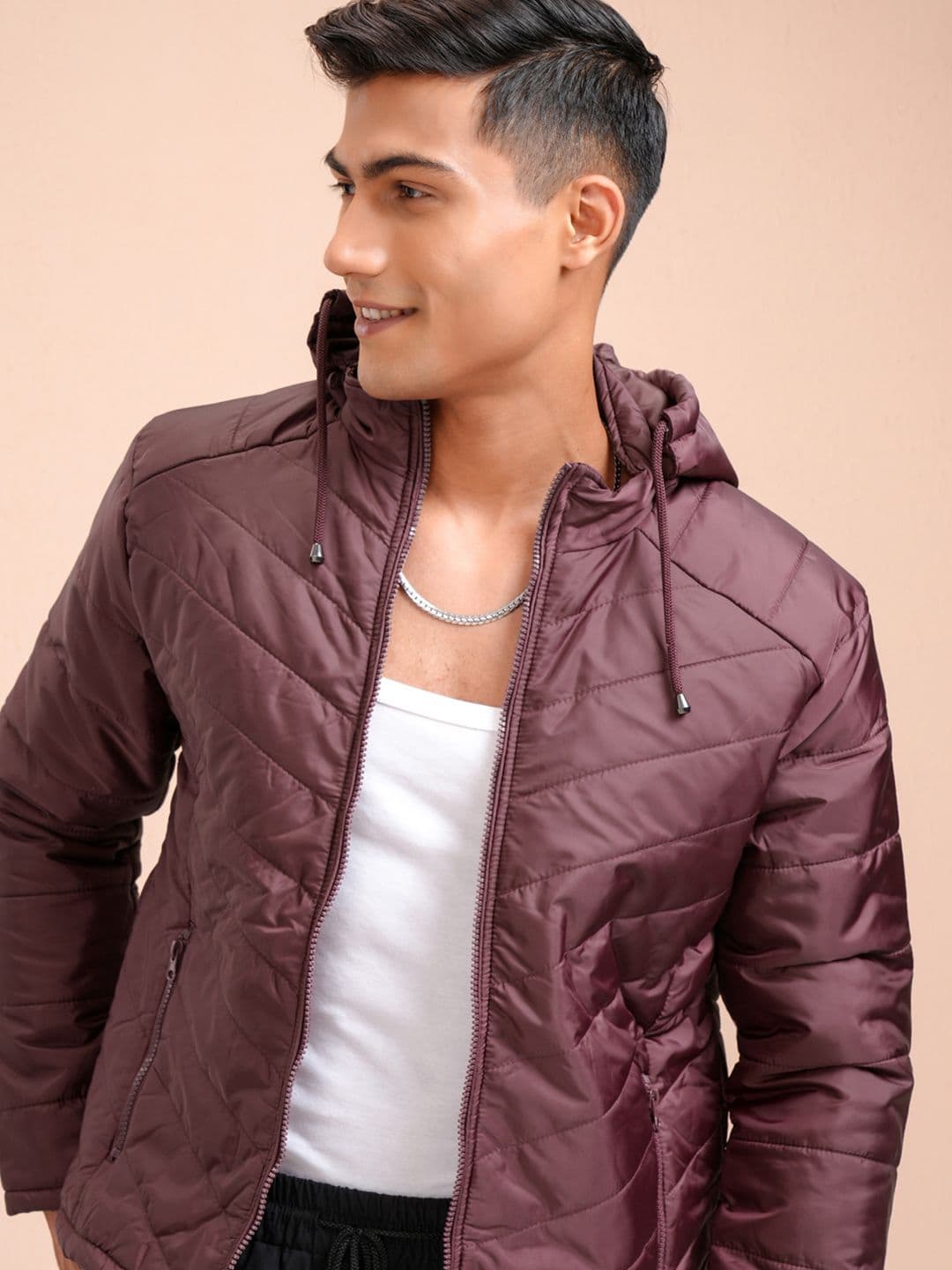 LOCOMOTIVE Men Maroon Solid Padded Jacket - view 1