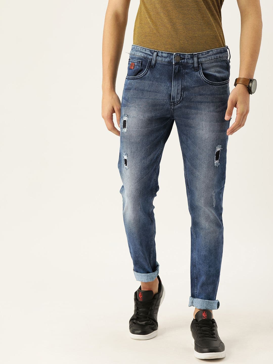 CAHOOT Men Blue Slim Fit Bio Wash Mid-Rise Mildly Distressed Jeans - view 1