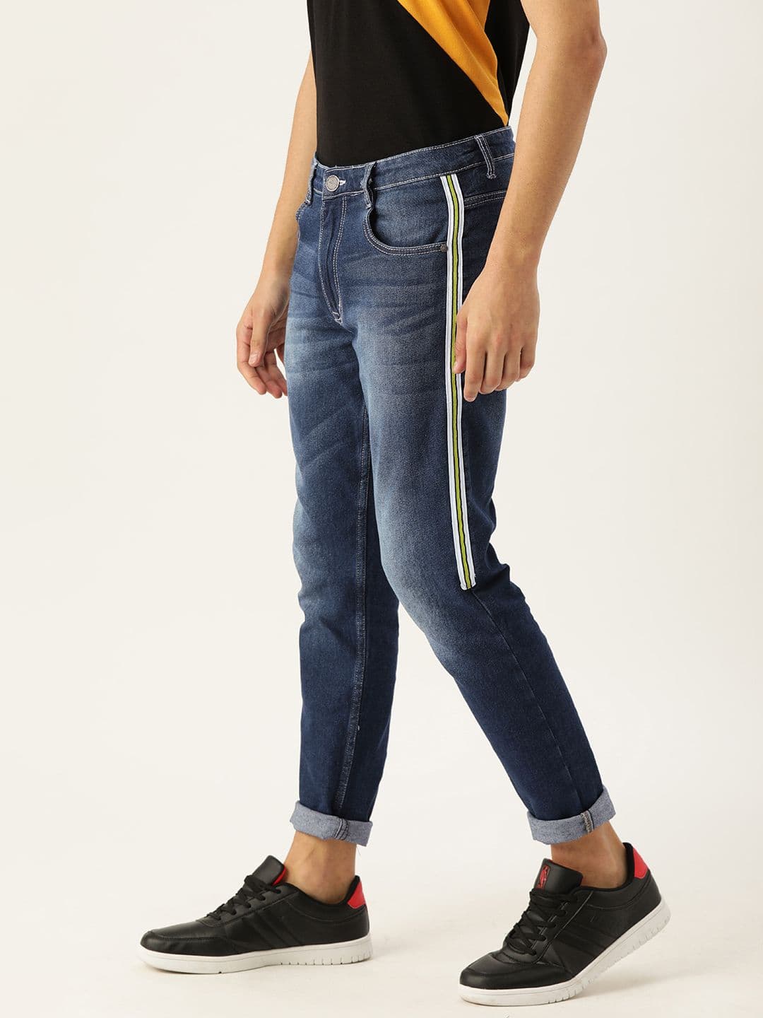 CAHOOT Men Blue Slim Fit Bio Wash Mid-Rise Clean Look Jeans with Side Stripes - view 1