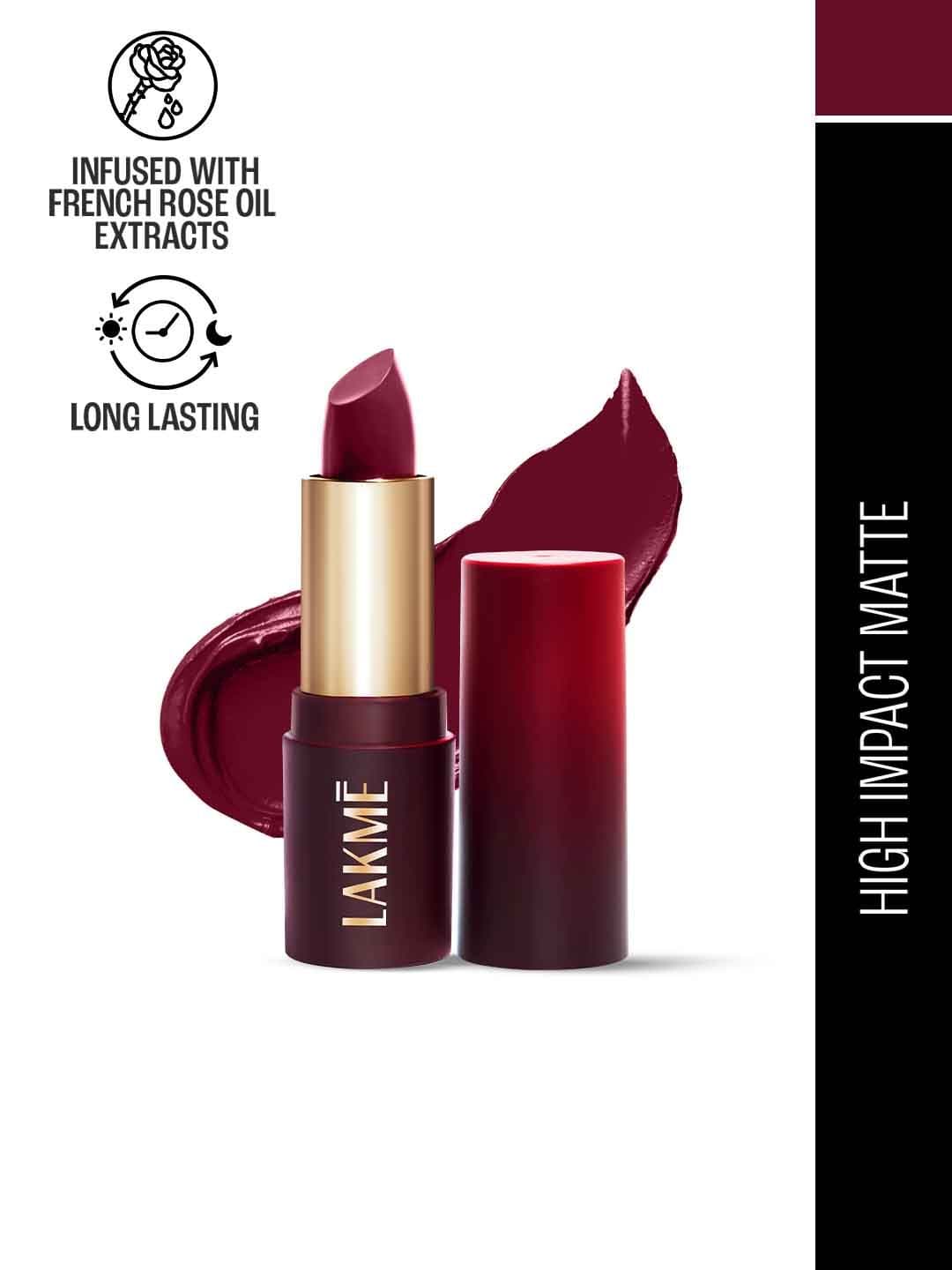 Lakme Cushion Matte Lipstick with French Rose Oil - Plum Obsession CM2 - view 1