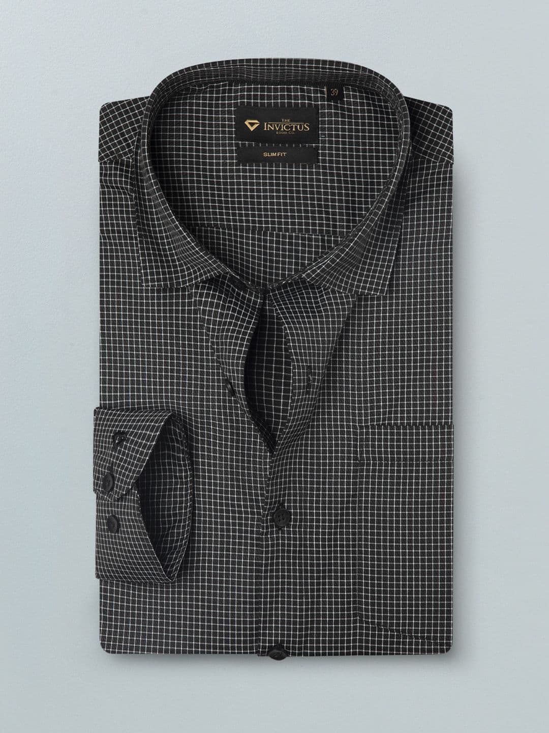 INVICTUS Men Easy Care Black & White Iron Free Checked Formal Shirt - view 1