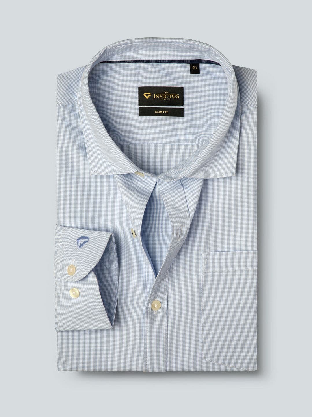 INVICTUS Men Easy Care Blue & White Checked Formal Slim FIt Shirt - view 1