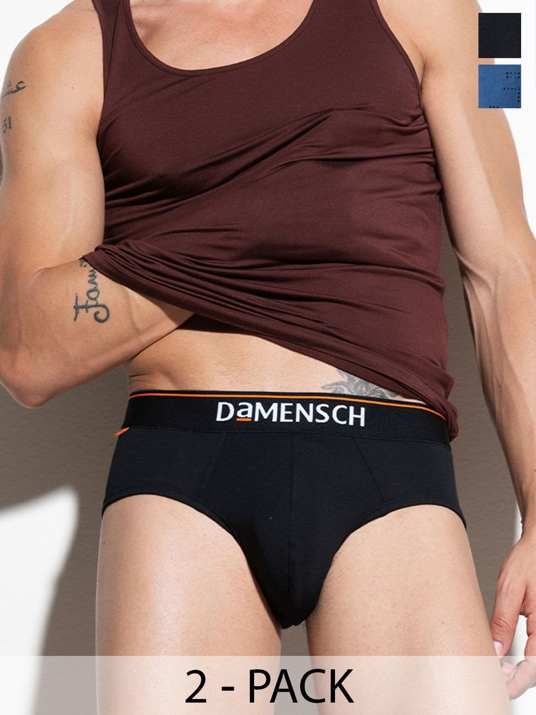 DAMENSCH Men Blue & Black Deo-Cotton Deodorizing Basic Briefs DAM-CTM-B-MRB-SWB - view 1