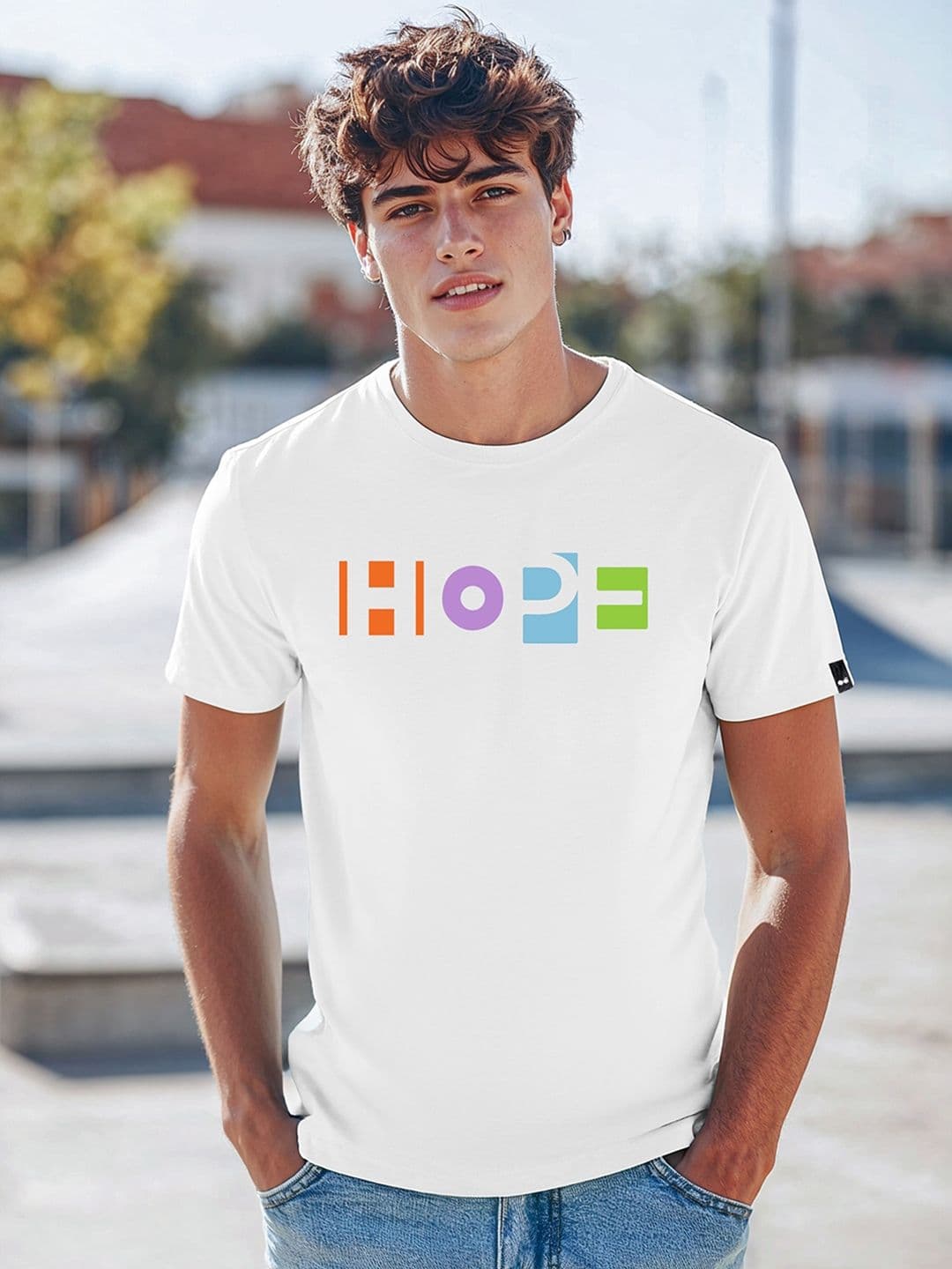 Bewakoof Men White Printed Round Neck Pure Cotton T-shirt - view 1