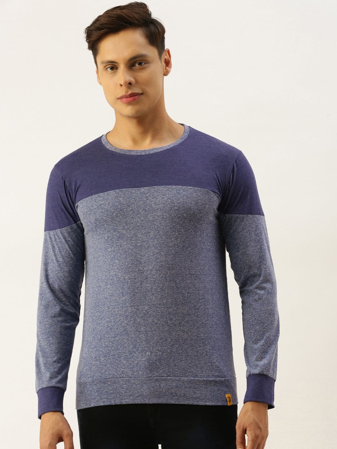 CAHOOT Men Navy Blue Colourblocked Round Neck T-shirt - view 1