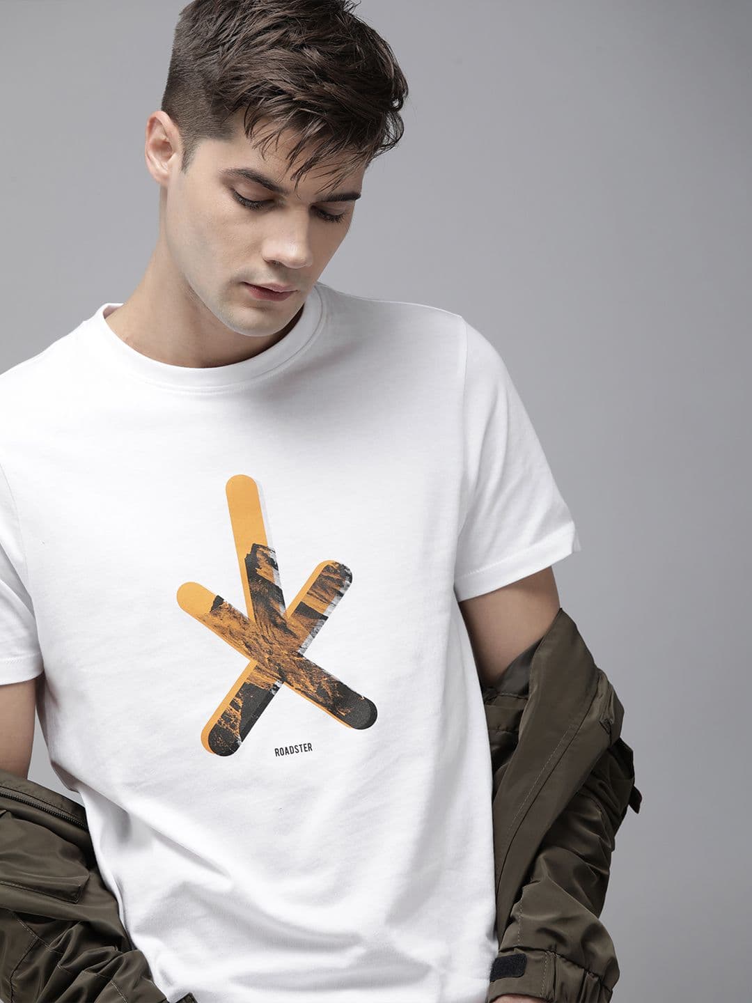 The Roadster Lifestyle Co Men White Printed Pure Cotton T-shirt - view 1