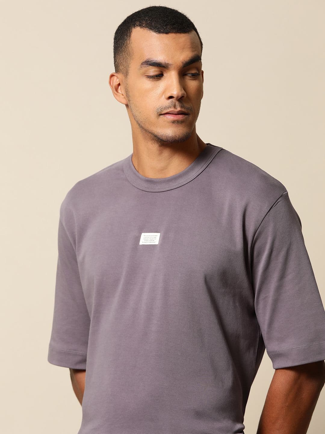 Mr Bowerbird Men Purple Cotton Philosophy Crew Neck Oversized Cotton T-shirt - view 1