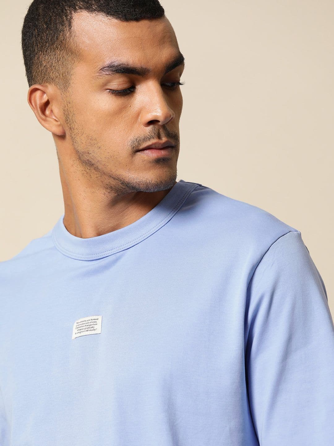Mr Bowerbird Men Blue Cotton Philosophy Crew Neck Oversized Cotton T-shirt - view 1