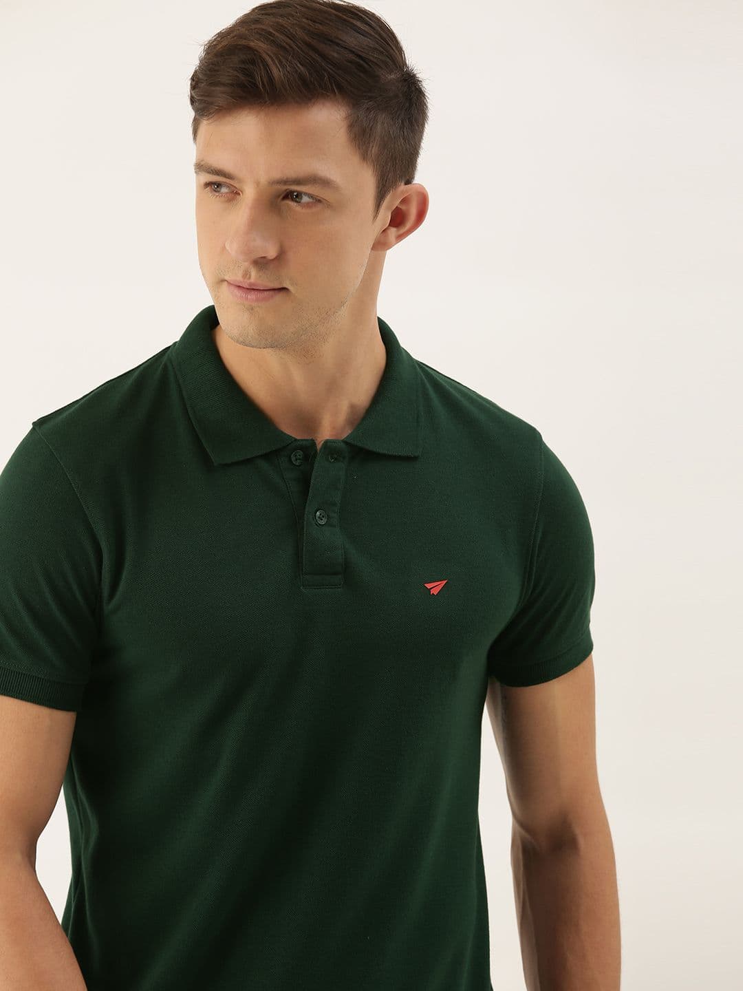 INVICTUS Men Green Polo Collar Pure Cotton T-shirt - view 1