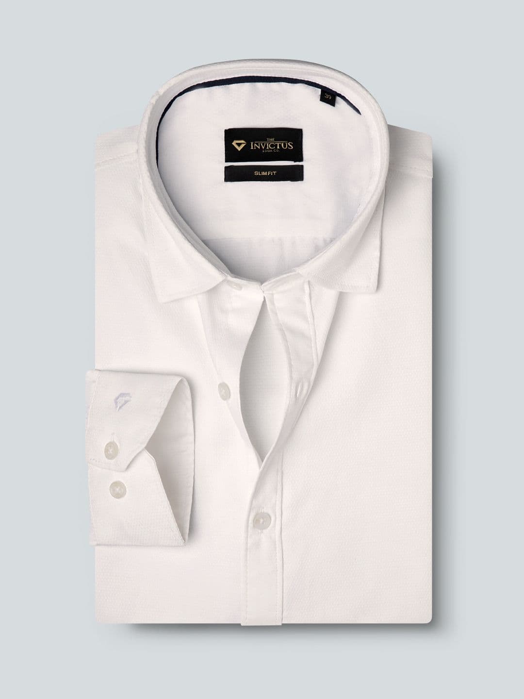 INVICTUS Men Easy Care White Self-Design Pure Cotton Sustainable Formal Shirt - view 1