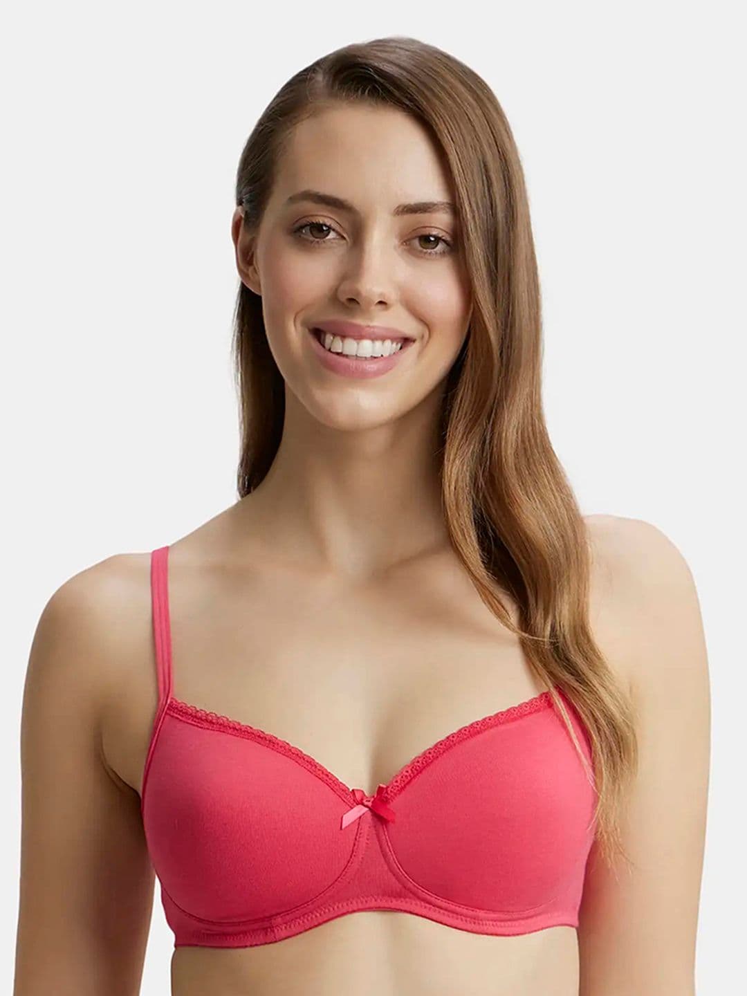 Jockey Wirefree Padded Medium Coverage Lace Styling Tshirt Bra-1723 - view 1