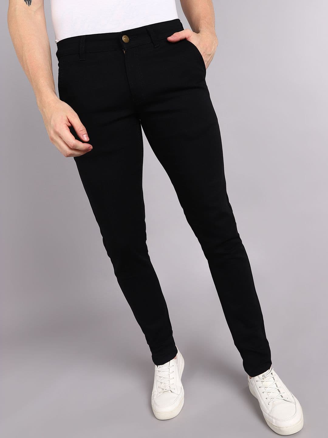 Urbano Fashion Men Black Slim Fit Mid-Rise Clean Look Stretchable Jeans - view 1