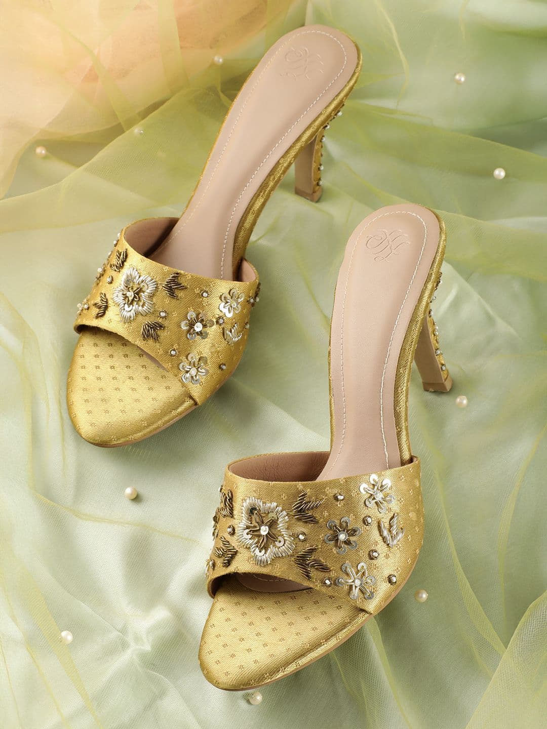 House of Pataudi Embellished Handcrafted Slim Heels - view 1