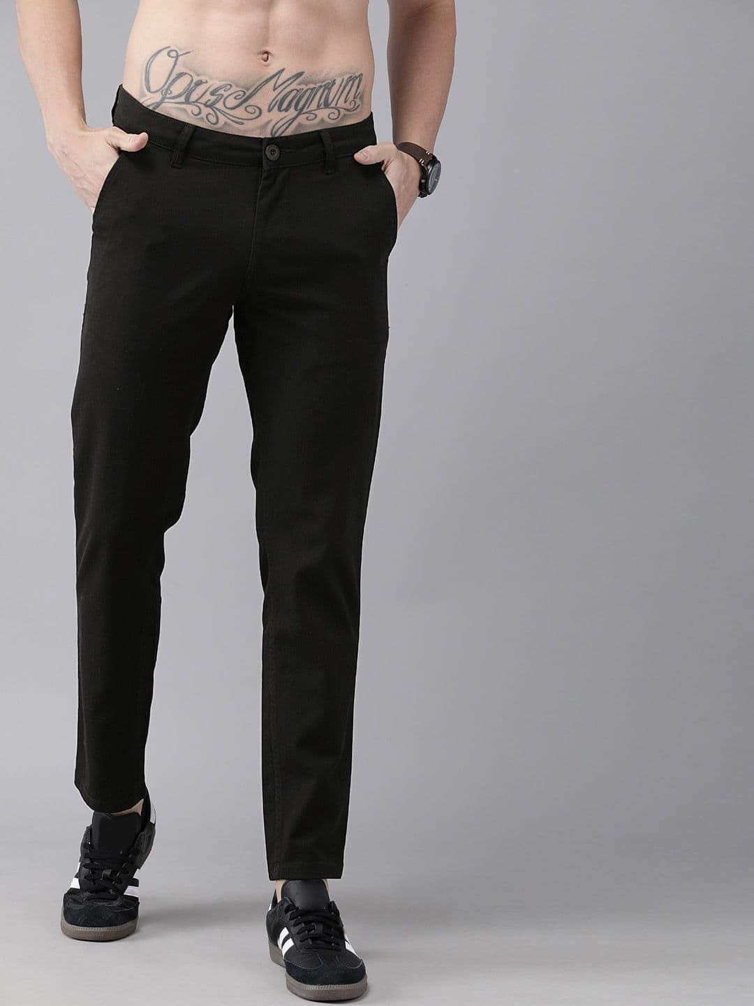 Roadster Men Black Regular Fit Solid Trousers - view 1