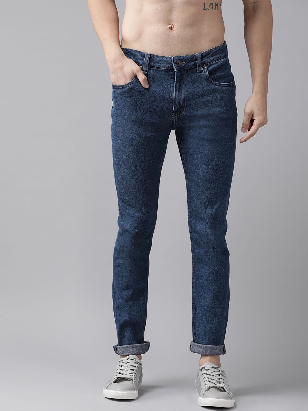 Roadster Men Navy Blue Skinny Fit Light Fade Stretchable Jeans - view 1