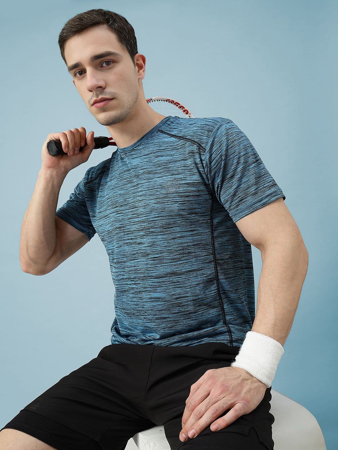 CHKOKKO Men Sea Green Solid Dry Fit Round Neck T-shirt - view 1