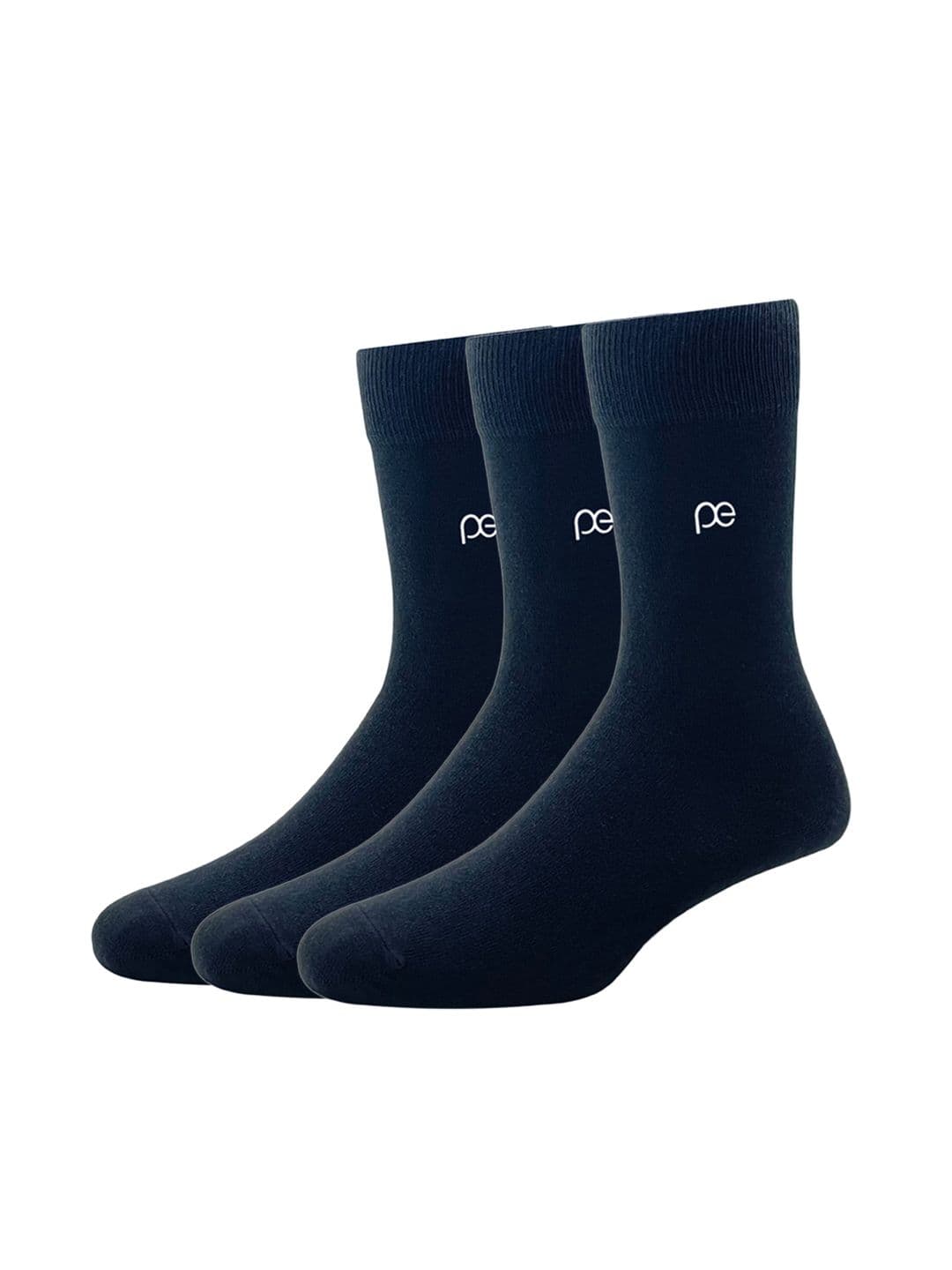 Peter England Men Pack Of 3 Black Solid Calf-Length Socks - view 1