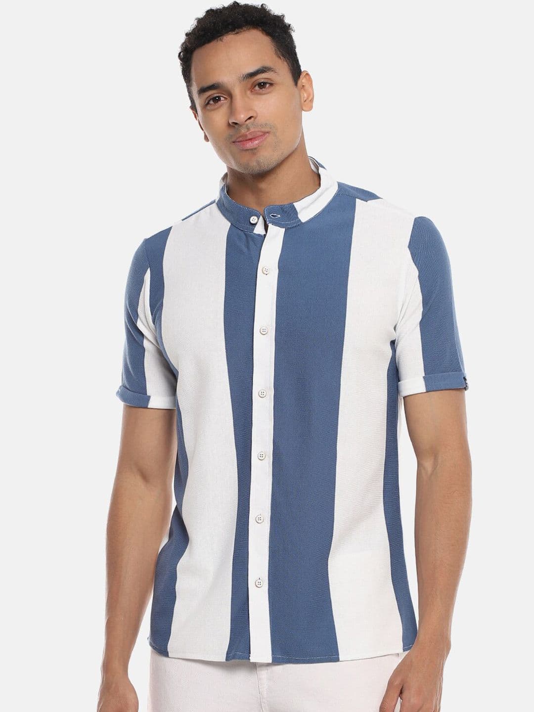 CAHOOT Men White Regular Fit Striped Casual Shirt - view 1