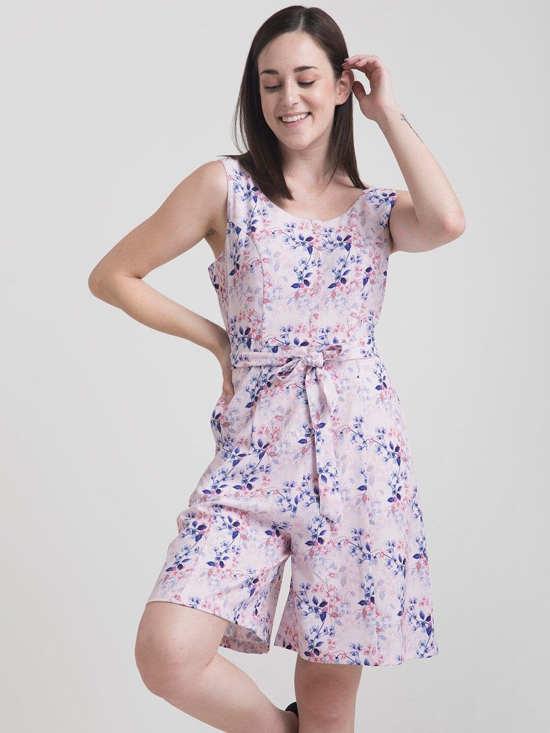 FABLE STREET Women Pink & Blue Printed Playsuit - view 1