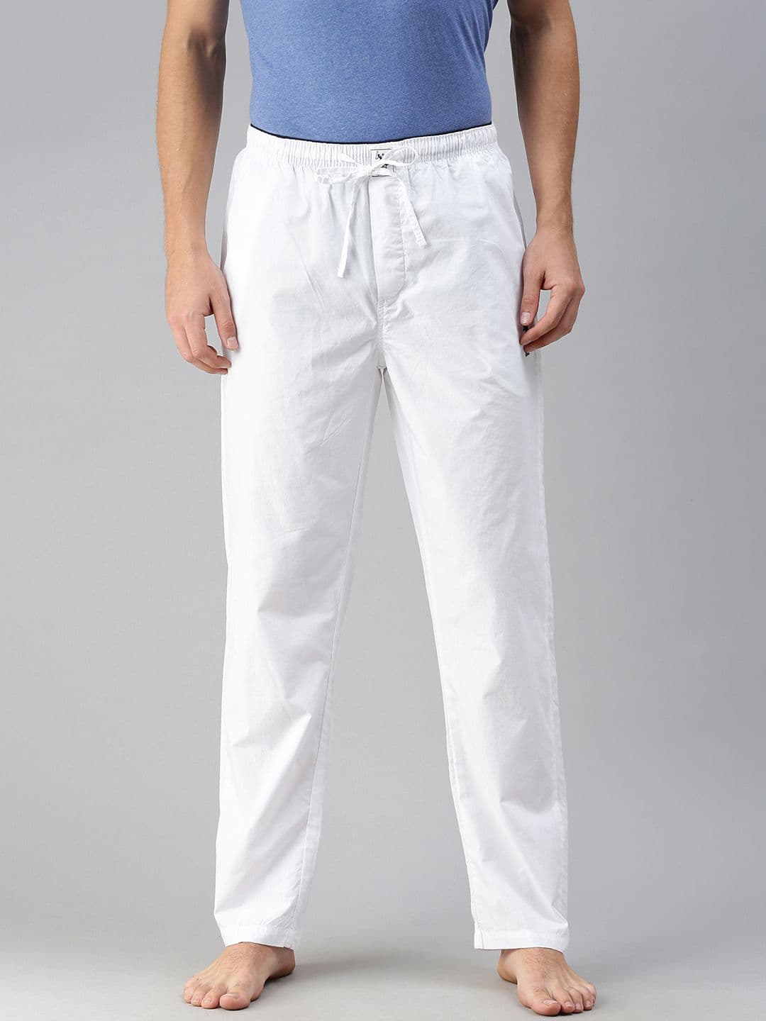 U.S. Polo Assn. Men White Solid Woven Pure Cotton Lounge Pants - view 1