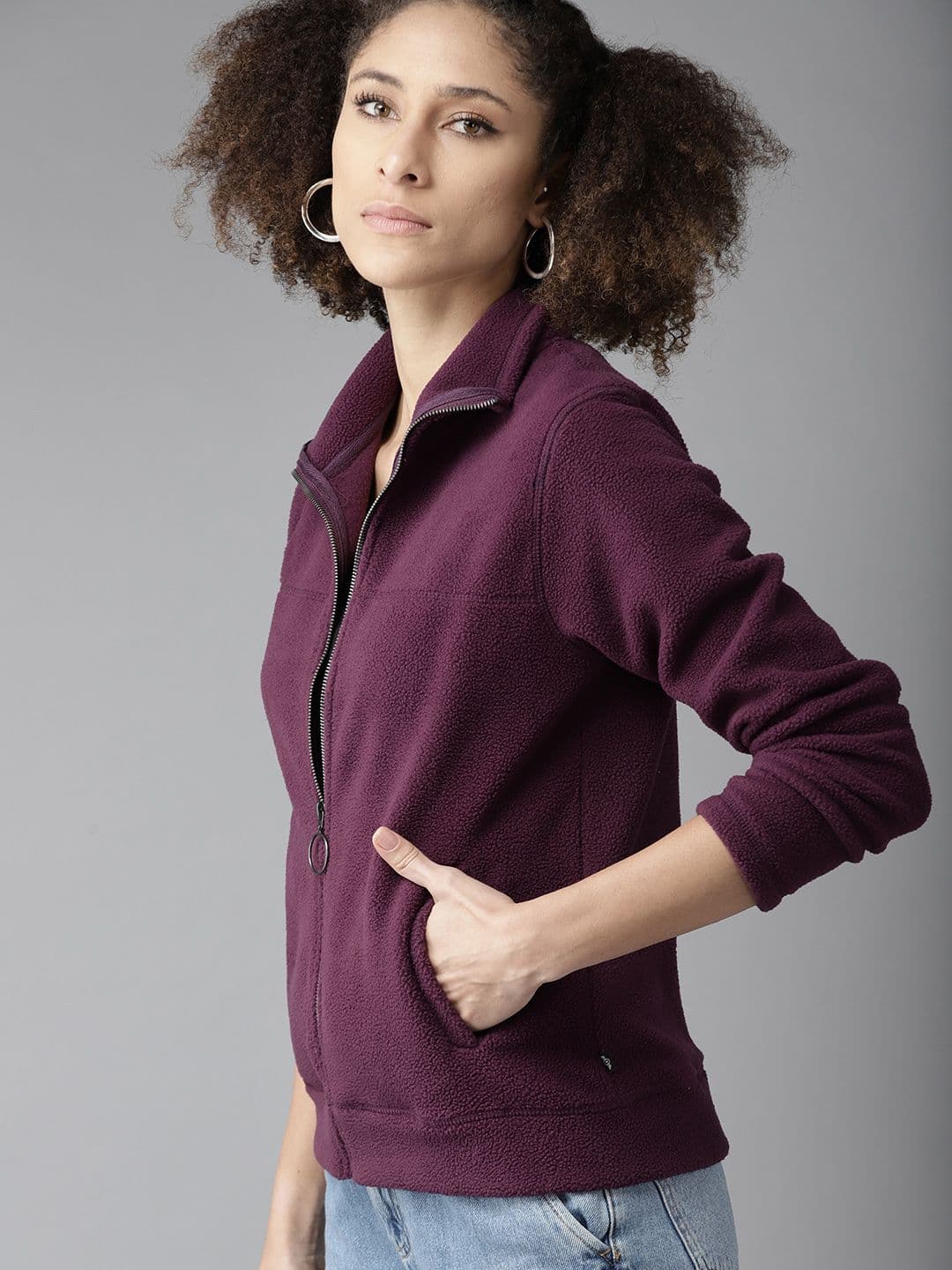 Roadster Women Purple Solid Sweatshirt - view 1