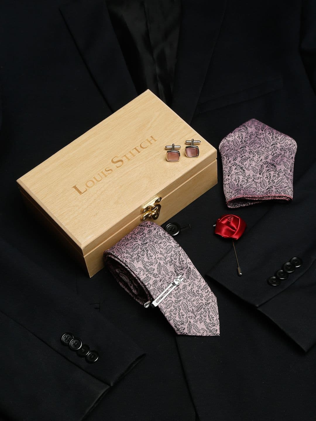 LOUIS STITCH Men Silk Necktie Accessory Gift Set - view 1