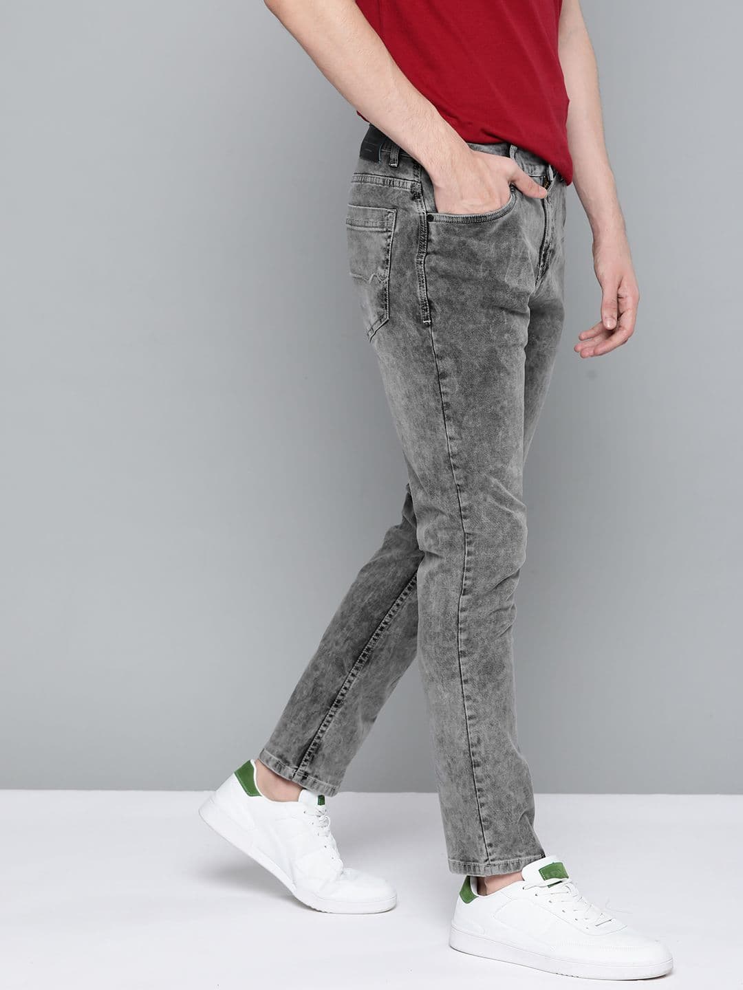 Mast & Harbour Men Grey Skinny Fit Light Fade Acid Wash Stretchable Jeans - view 1