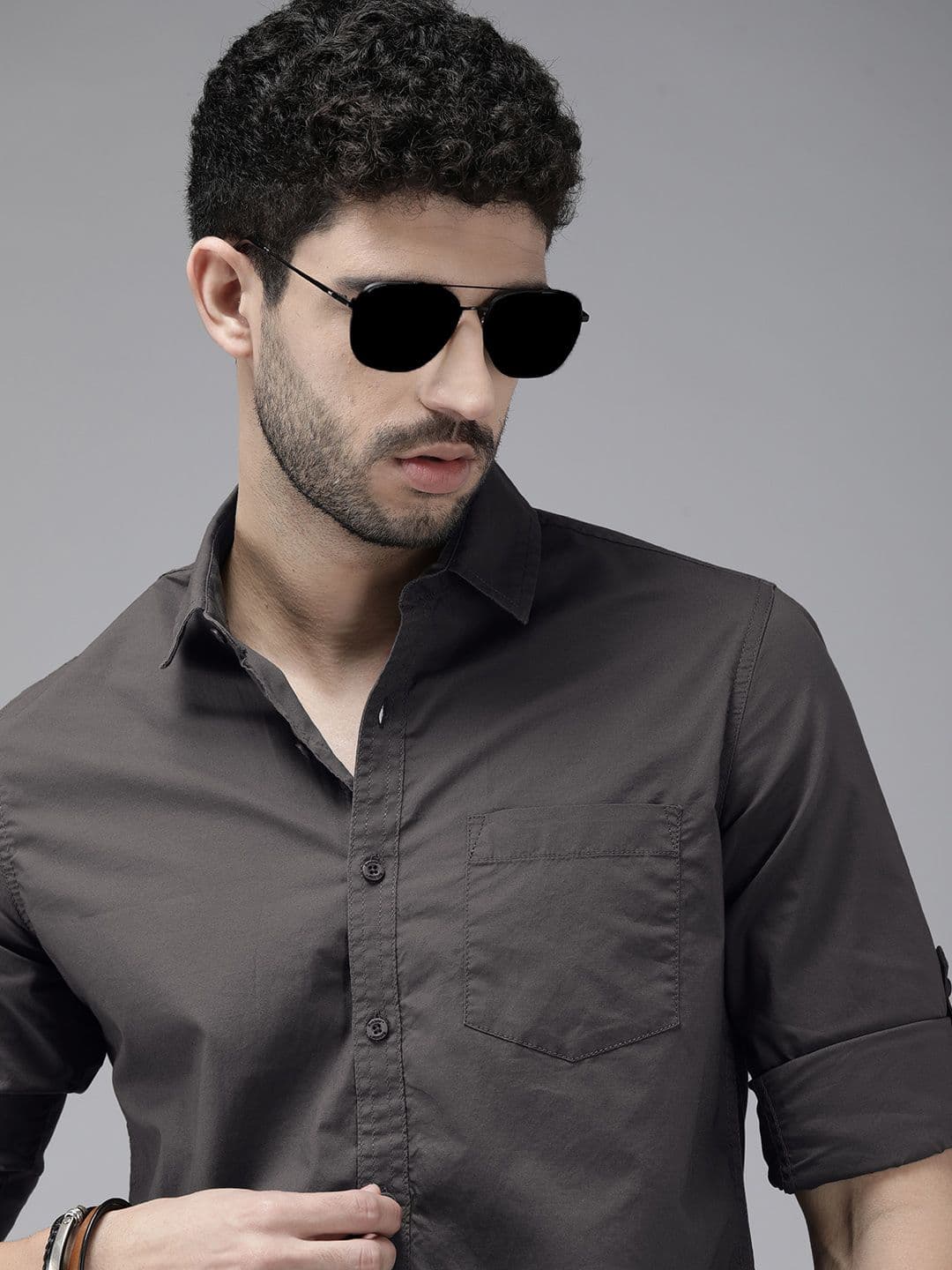 Roadster Men Charcoal Grey Opaque Casual Shirt - view 1